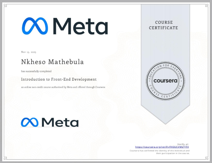 Introduction to Front-End Development Certificate Preview